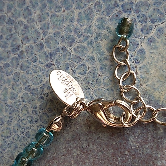 Lia Sophia Allison Floral Blue Green Crystal Beaded Necklace - Picture 9 of 9